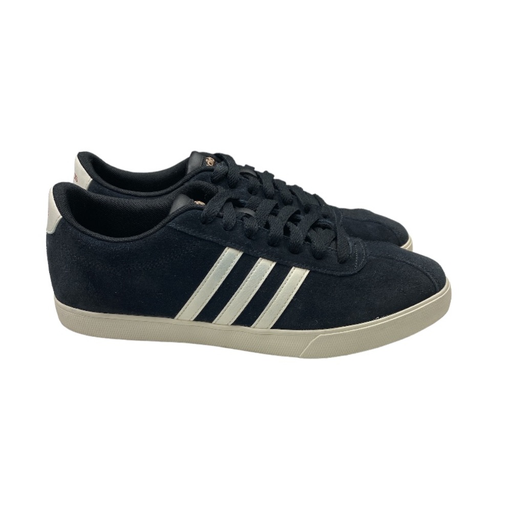 Adidas Women’s Size 9 Black Suede Ortholite Float Classic White Stripes Sneaker